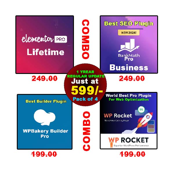 Elementor Pro, Rank Math Pro, WPBakery Pro Builder, WP Rocket Pro